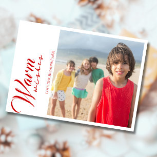 Cartão De Festividades Desejos Quentes Vermelhos Modernos Duas Fotos de F