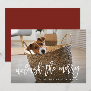 Cartão De Festividades Desencadeie a Foto do Cachorro Bonito com Script A