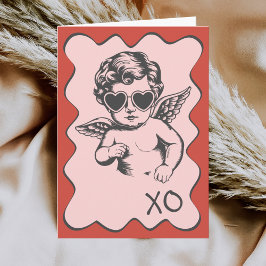 Cartão De Festividades Desenho à Mão Divertido Cupido Romântico XO Dia do