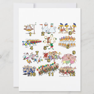 Cartão De Festividades desenho animado de natal dos doze dias