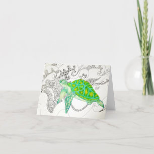 Cartão De Festividades desenho da tartaruga marinha