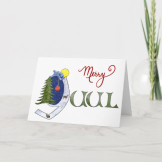 Cartão De Festividades Desenho de aquarela Yuul com letra Y iluminada