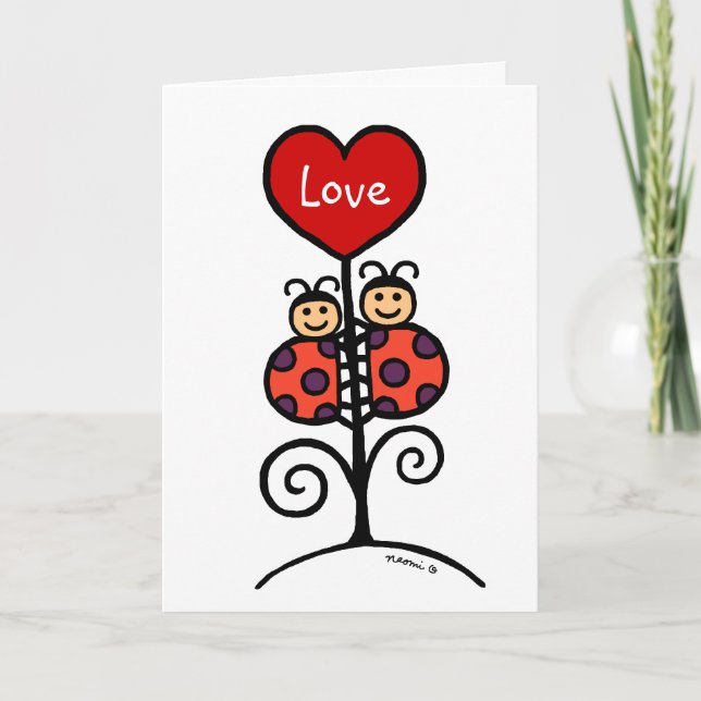 Cartão De Festividades Desenho de Casal Ladybug (Frente)