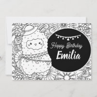 Desenho de Colorir Floral de Aniversário Infantil 