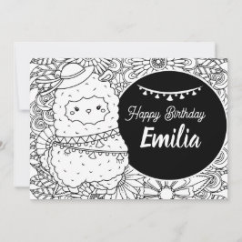 Cartão De Festividades Desenho de Colorir Floral de Aniversário Infantil 