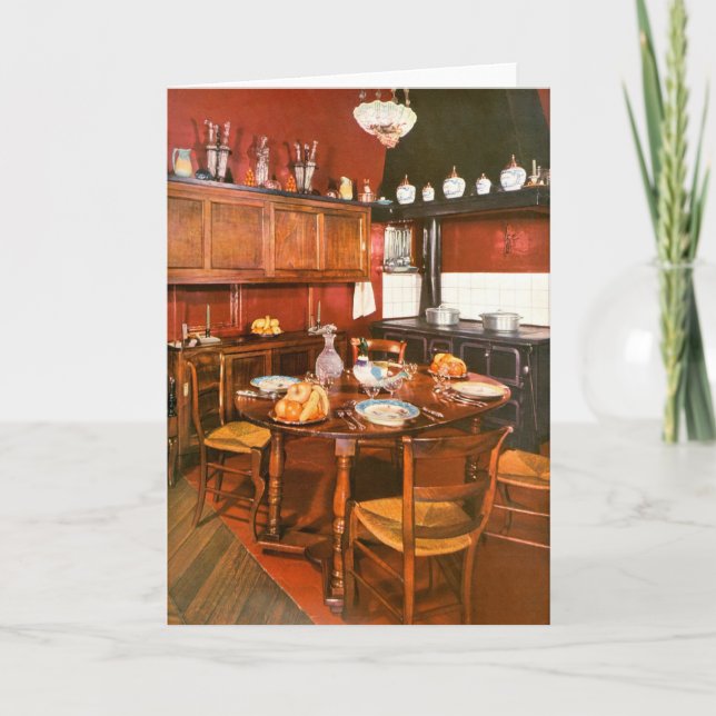 Cartão De Festividades Desenho de cozinha nos anos 1950 (Frente)