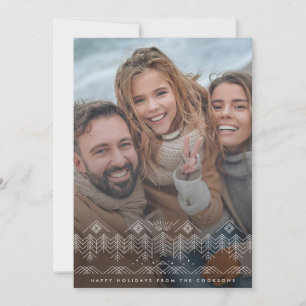 Cartão De Festividades Desenho de linha de paisagem de inverno c/ foto de