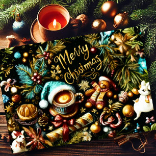 Cartão De Festividades Desenho de Pastel de Whimsical de Natal