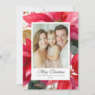 Cartão De Festividades Desenho de Poinsettia de Natal em Aquarela