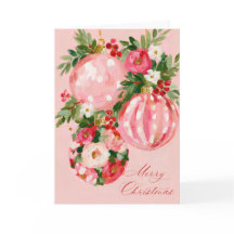 Desenho Floral de Natal Brilhante Rosa, Vermelho e