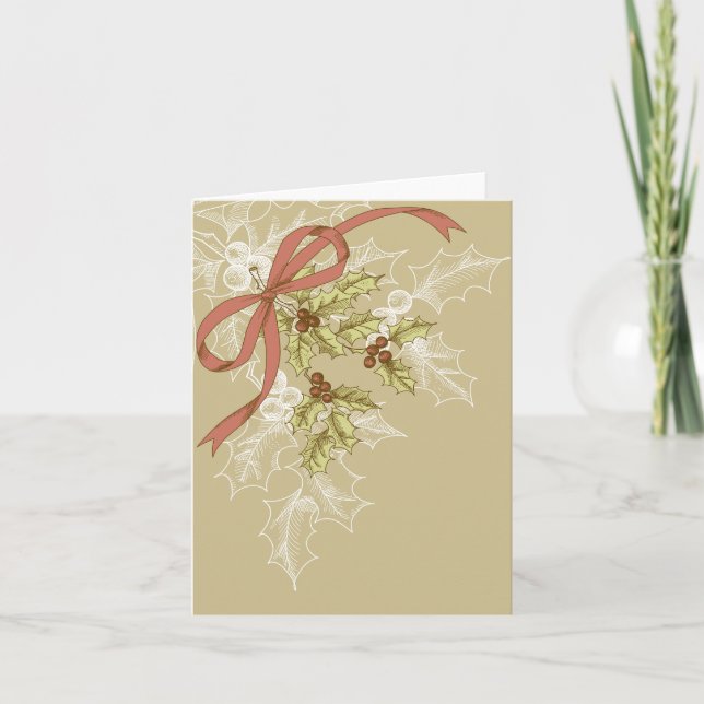 Cartão De Festividades Desenho Holly Berries e Folhas Holly Day (Frente)