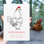 Cartão De Festividades Desenho Simples da Galeria de Natal<br><div class="desc">Aprecie seus amigos amantes de galinha com este adorável desenho de uma linda galeria vestindo um chapéu de Papai Noel. Este engraçado cartão de Natal de aves festivas é fácil de ser personalizado usando o modelo do roteiro de tipografia. Trabalho de arte moderna original minimalista da artista Catherine Sweetman</div>