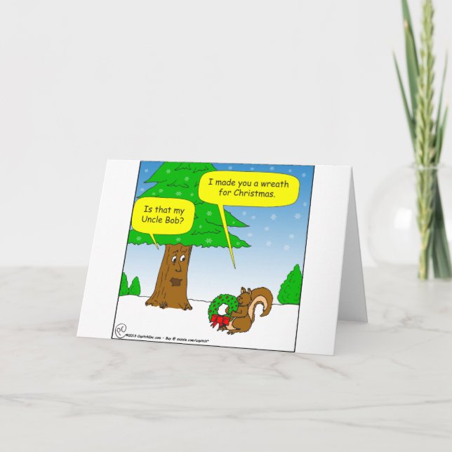 Cartão De Festividades desenhos animados da grinalda do Natal do prumo do (Frente)