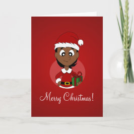 Cartão De Festividades Desenhos animados da menina do Natal