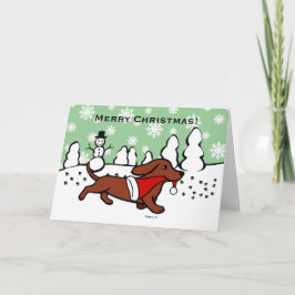 Cartão De Festividades Desenhos animados do Natal do Dachshund