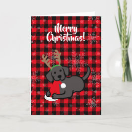 Cartão De Festividades Desenhos animados pretos do Natal de Labrador e de