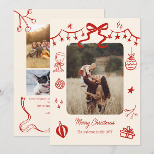 Cartão De Festividades desenhos caprichosos de Natal script 5 fotos