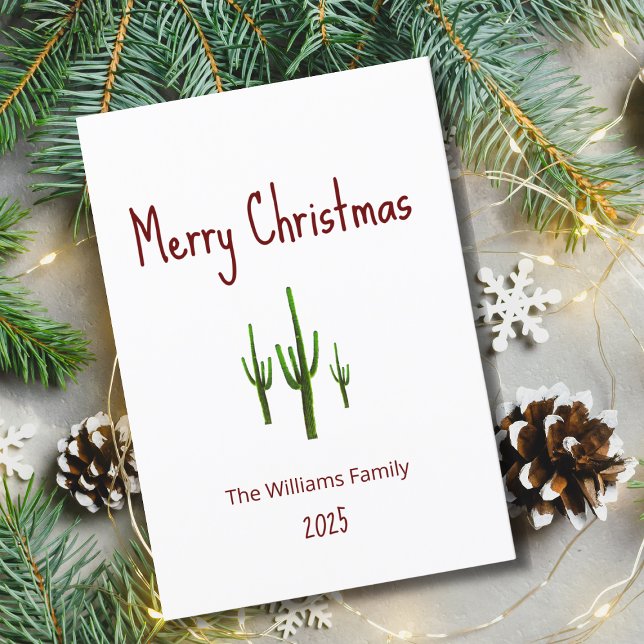 Cartão De Festividades Deserto Natal Sudoeste Saguaro Cactus (Criador carregado)