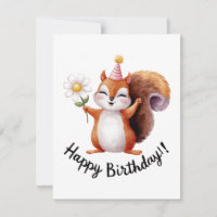 Design de aniversário de esquilo com margarida