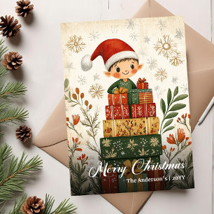 Cartão De Festividades Design de Boas-Festas com Árvore de Natal Clássica