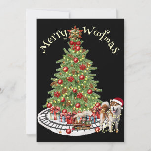 Cartão De Festividades Design de Cachorro de Woofmas feliz - Akita