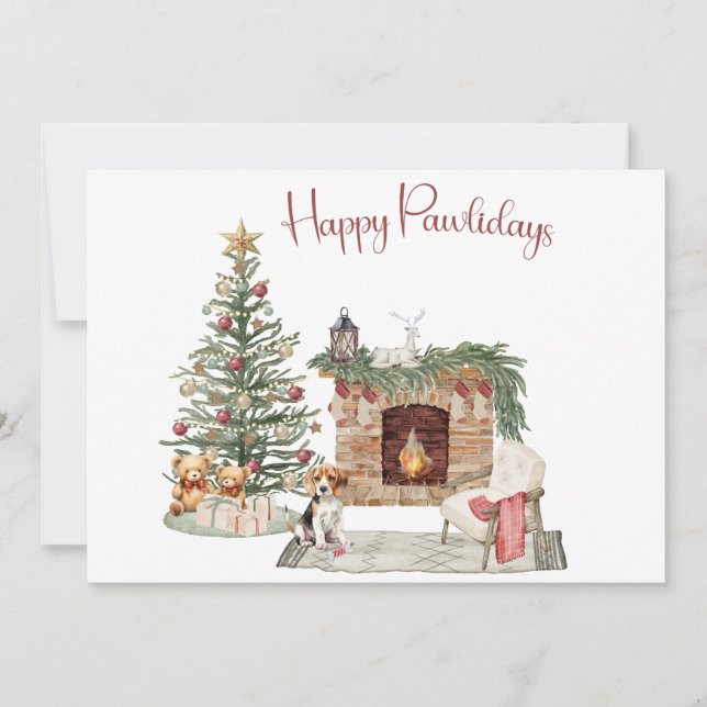 Cartão De Festividades Design de Cachorro Feliz - Beagle (Frente)