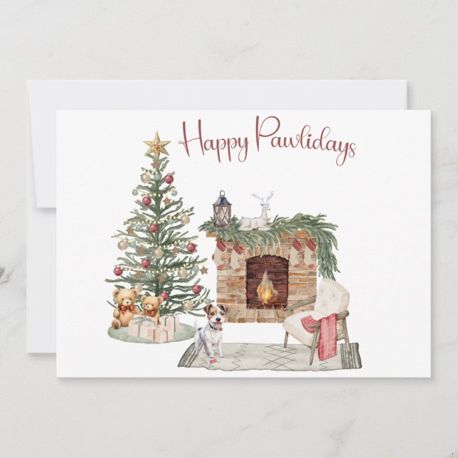 Cartão De Festividades Design de Cachorro Feliz - Jack Russell (Frente)