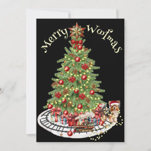 Cartão De Festividades Design de Cachorro Woofmas feliz - Yorkie