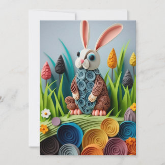 Cartão De Festividades Design de Enfileiramento de Coelho da Páscoa