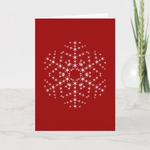 Cartão De Festividades Design de floco de neve em vermelho escuro e branc
