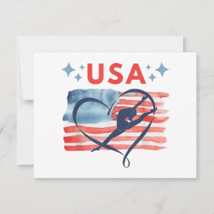 Cartão De Festividades Design de ginástica Patriótica Americana