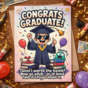 Cartão De Festividades Design de Graduação com Humor Adulto Divertido