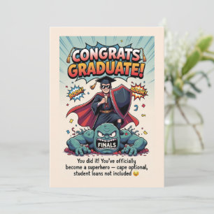 Cartão De Festividades Design de Graduado Inspirado em Super-Herói Divert