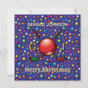 Cartão De Festividades Design de Monograma de Natal Personalizado para Go