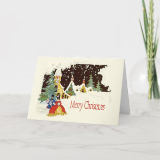 Cartão De Festividades Design de Natais vintages Quaint Snowy