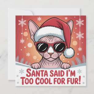 Cartão De Festividades Design de Natal de Gato Sphynx Legal com Papai Noe