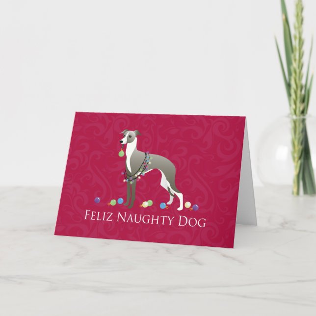 Cartão De Festividades Design de Natal de Greyhound Italiano (Frente)
