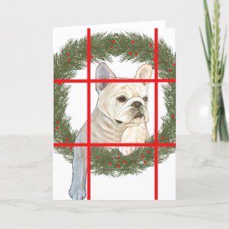 Cartão De Festividades Design de Natal do Buldogue Francês