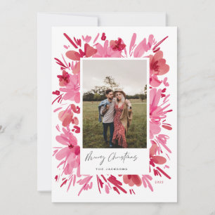 Cartão De Festividades design de Natal floral com feliz abstrato vermelho