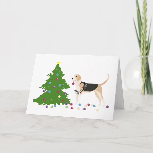 Cartão De Festividades Design de Natal Inglês Foxhound Silhouette (Frente)