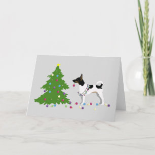 Cartão De Festividades Design de Natal Rat Terrier Silhouette