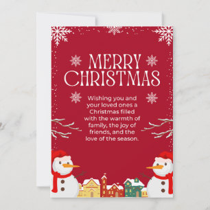 Cartão De Festividades Design de Natal Simples Vermelho e Branco