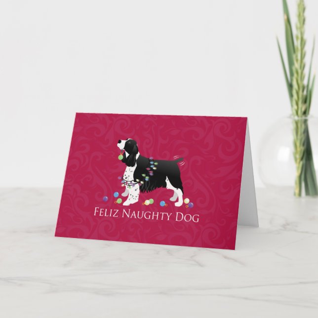 Cartão De Festividades Design de Natal Springer Spaniel (Frente)