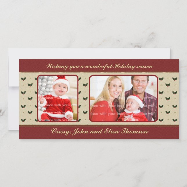 Cartão De Festividades Design de Natal tradicional (Frente)