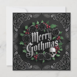 Cartão De Festividades Design de Natal Vitoriano Gótico - Elegância Escur