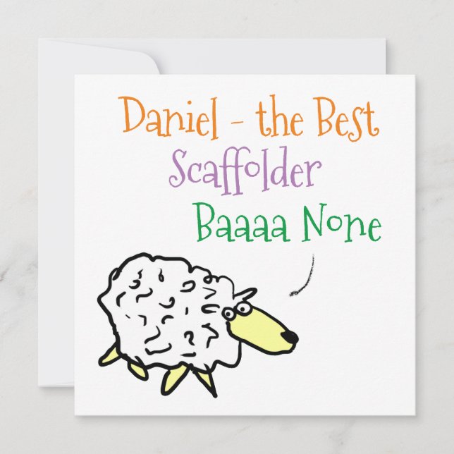 Cartão De Festividades Design de ovelha para uma Scaffolder (Frente)
