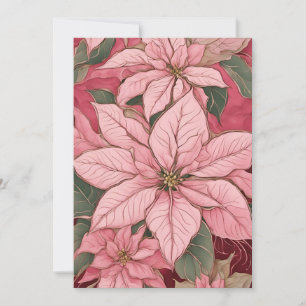 Cartão De Festividades Design de Poinsettia de Natal rosa