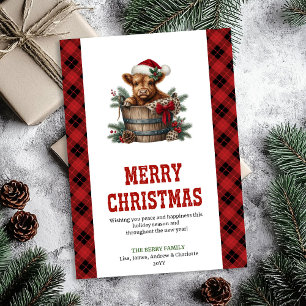 Cartão De Festividades Design de saudação de Natal de vaca highland count
