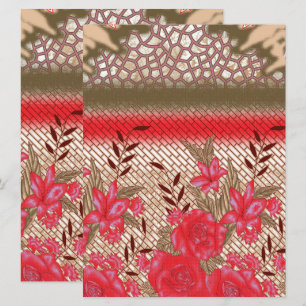 Cartão De Festividades Design de tecido de intricato com padrões florais