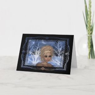 Cartão De Festividades Design do Elf do inverno Noturno